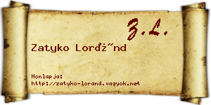 Zatyko Loránd névjegykártya